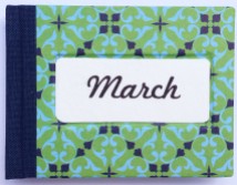 mini book desk calendar, March cover